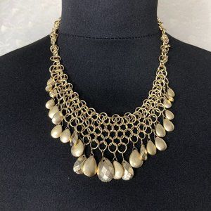NWOT Gold tone chain link bib necklace drop charms